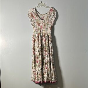 Soft Surroundings Cream Floral Kara Maxi Dress with Pink and Green Paisley